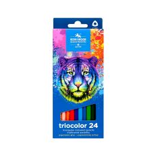 Kredki ołówkowe Triocolor trójkątne 24 kolory zestaw 7 mm Tygrys
