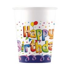 Kubki papierowe happy birthday 200ml 8 szt.