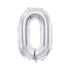 Balon Foliowy Cyfra 0 Srebrny 86 cm
