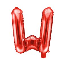 Balon foliowy litera "W", 35 cm, czerwony