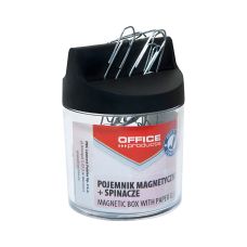 Pojemnik magnetyczny na spinacze OFFICE PRODUCTS okrągły ze spinaczami transparentny 1 sztuka