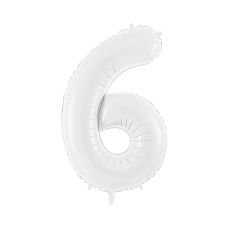Balon foliowy cyfra "6" biały 86 cm