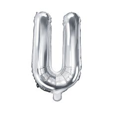 Balon Foliowy Litera U Srebrny 35cm do Powietrza