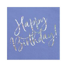 Serwetki Papierowe Happy Birthday Granatowe Holograficzne 33x33cm 20 sztuk