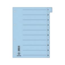 Przekładka kartonowa DONAU A4 235x300mm z indeksem 0-9 niebieska perforowana
