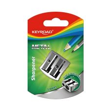 Temperówka KEYROAD metalowa aluminiowa podwójna srebrna do ostrzenia ołówków