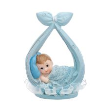 Figurka Dekoracyjna Chłopiec w Chuście Niebieska 11 cm