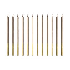 Świeczki Urodzinowe Gładkie Różowe Złoto 14 cm (12 sztuk)