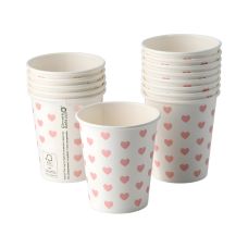 Kubek papierowy z powłoką dyspersyjną wzór Hearts 250ml 50 sztuk