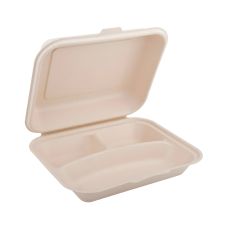 Menubox z trzciny cukrowowej trójdzielny dwuwarstwowy 1500 ml 24,1 x 21 x 4 cm 50 szt.