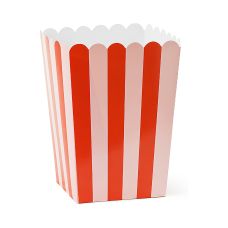 Pudełka na Popcorn 11x11x15.5cm Czerwone w Paski 6 szt.