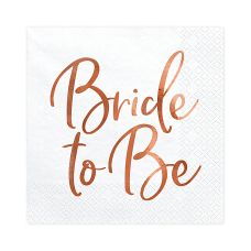 Serwetki Papierowe Bride to Be Różowe Złoto 33x33cm 20 sztuk