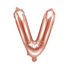Balon Foliowy Litera V Różowe Złoto 35 cm do Powietrza