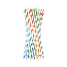 Słomki papierowe mix kolorowy 6 mm x 205 mm opakowanie 250 sztuk