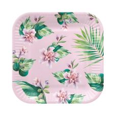Talerz papierowy kwadratowy Exotic wzór egzotyczny 23 x 23 cm 8 sztuk