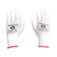 Rękawice ochronne ROOSTER poliestrowe z poliuretanem rozmiar 8 białe
