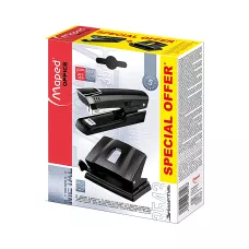 Zestaw Zszywacz i Dziurkacz Essentials Metal do 25 kartek Czarny Matowy
