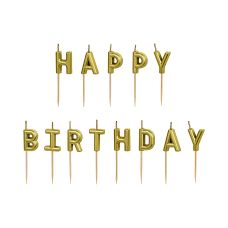 Świeczki Urodzinowe Happy Birthday Złote 2.5 cm (13 sztuk)