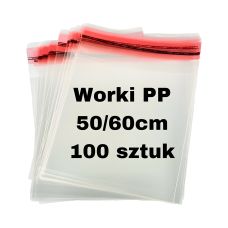 Worek foliowy polipropylenowy z zakładką 50x60 cm + 5 cm, 100 sztuk