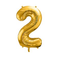 Balon Foliowy Cyfra 2 Złoty 86cm do Powietrza i Helu