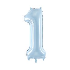 Balon Foliowy Cyfra 1 Jasnoniebieski Pastelowy 72cm