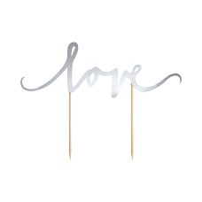 Topper na Tort Love Srebrny 17cm