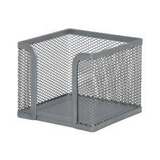 Pojemnik na karteczki biurowe Q-CONNECT Office Set metalowy srebrny 1 sztuka