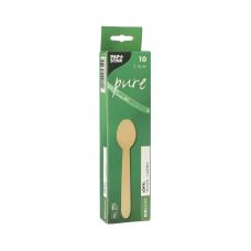 Łyżki drewniane jednorazowe 16 cm naturalne PURE bezbarwne 10 sztuk opakowanie