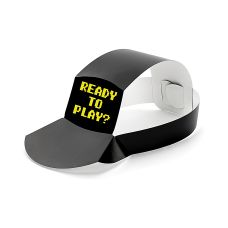 Czapki papierowe Gamer czarne z nadrukiem neonowo żółtym 38.5x18.5 cm (6 szt.)