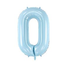 Balon Foliowy Cyfra 0 Jasnoniebieski 86cm Do Powietrza i Helu