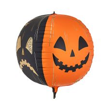 Balon foliowy Straszne dynie, 50 cm, pomarańczowo-czarne