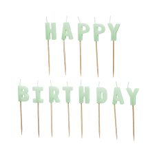 Świeczki Urodzinowe Happy Birthday Jasnozielone 2,5 cm (13 sztuk)