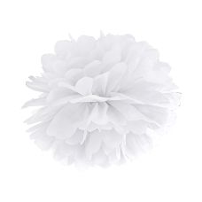 Pompon bibułowy biały dekoracyjny 35 cm