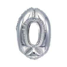 Balon foliowy cyfra 0 srebrny 80 cm dekoracja na eventy i jubileusze