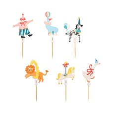 Dekoracje do Muffinek Cyrk 9-11,5 cm mix 6 sztuk