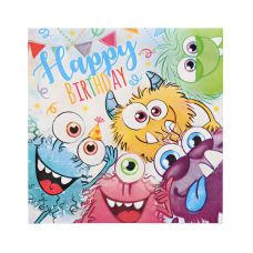 Serwetki papierowe trzywarstwowe Funny Monsters 1/4 składane 33 x 33 cm 20 sztuk