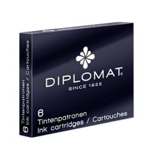 Naboje do piór DIPLOMAT, 6 sztuk, czarne atrament