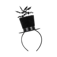 Opaska Cylinder z Nietoperzami, Czarna, 19x26 cm