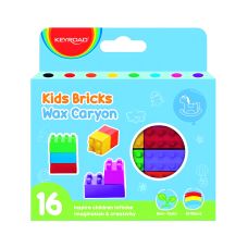 Kredki woskowe KEYROAD Kids Bricks w kształcie klocków, 16 sztuk, pudełko