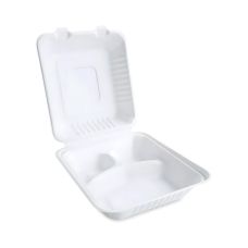 Menubox z trzciny cukrowej trójdzielny 23 x 23 x 7,5 cm 50 sztuk