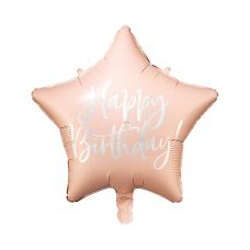 Balon Foliowy Gwiazdka Happy Birthday Jasny Pudrowy Róż 40cm