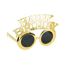 Okulary Happy Birthday zimny złoty 16.5x11.5 cm