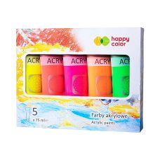 Farby akrylowe neonowe 5 kolorów x 75ml Happy Color
