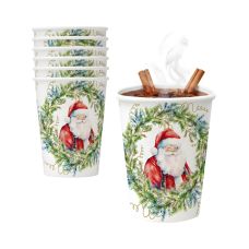 Kubek papierowy Santa Claus z nadrukiem świątecznym 250ml 8 szt.