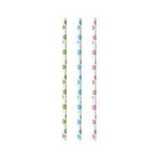 Słomki papierowe Dots wzór kropki 6x200 mm białe do napojów 25 sztuk
