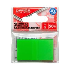 Zakładki indeksujące OFFICE PRODUCTS, PP, 25x43mm, 1x50 kart., zawieszka, zielone