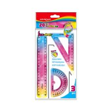 Zestaw geometryczny KEYROAD Rainbow Deco z linijką 20 cm, mix kolorów
