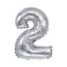 Balon foliowy cyfra 2 srebrny 80 cm - dekoracja na eventy i jubileusze