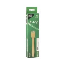 Widelce drewniane jednorazowe 16,5 cm wzór PURE naturalny kolor 10 sztuk
