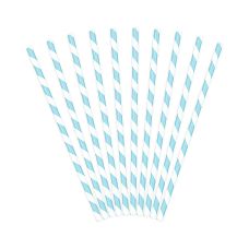 Słomki Papierowe Błękitne w Paski 19,5 cm (10 sztuk)